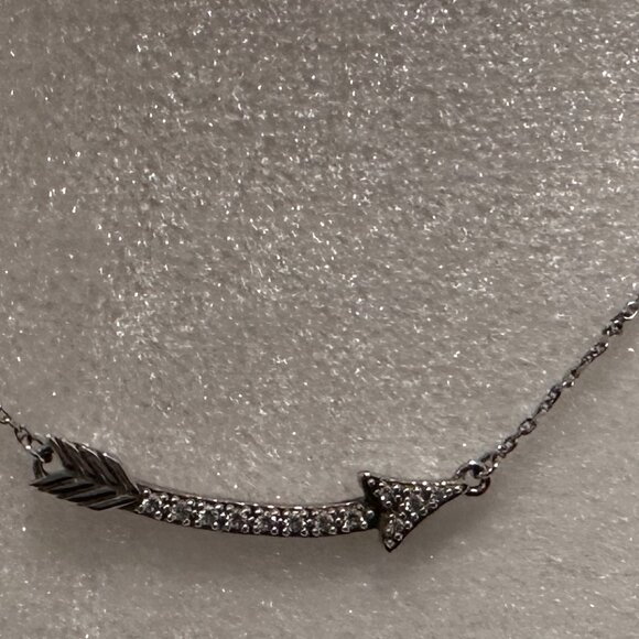 STERLING SILVER ARROW NECKLACE WITH CZ DIAMONDS - Picture 3 of 5